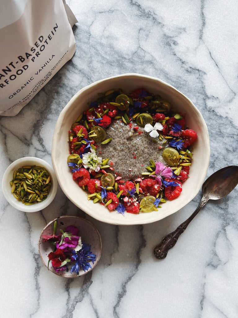 CARDAMOM VANILLA CHIA PUDDING WITH DATES AND PISTACHIOS