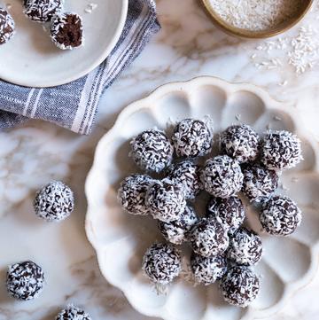 A White Plate of Cacao Truffles