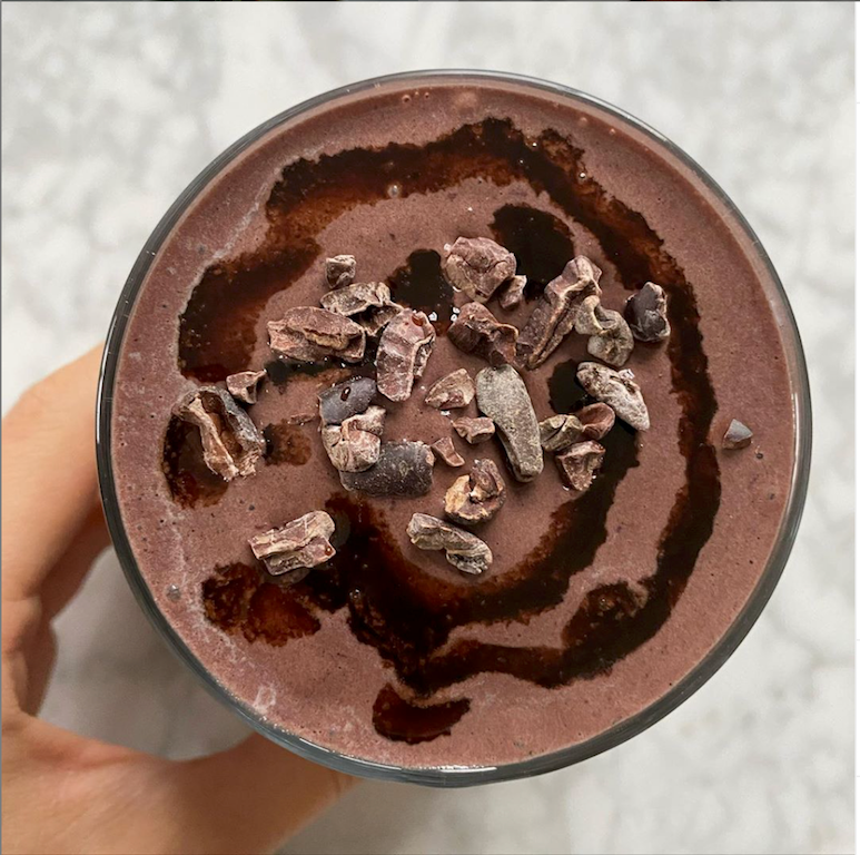 Organic Cacao Smoothie Chocolate Mousse Looking Top View