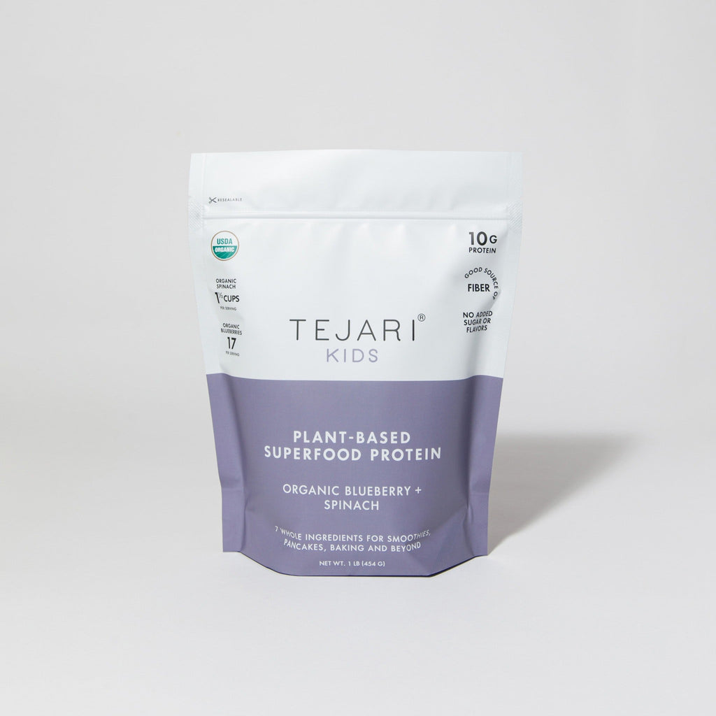 Tejari Kids Organic Blueberry Plant-Based Superfood Package Standing on its own White Background  